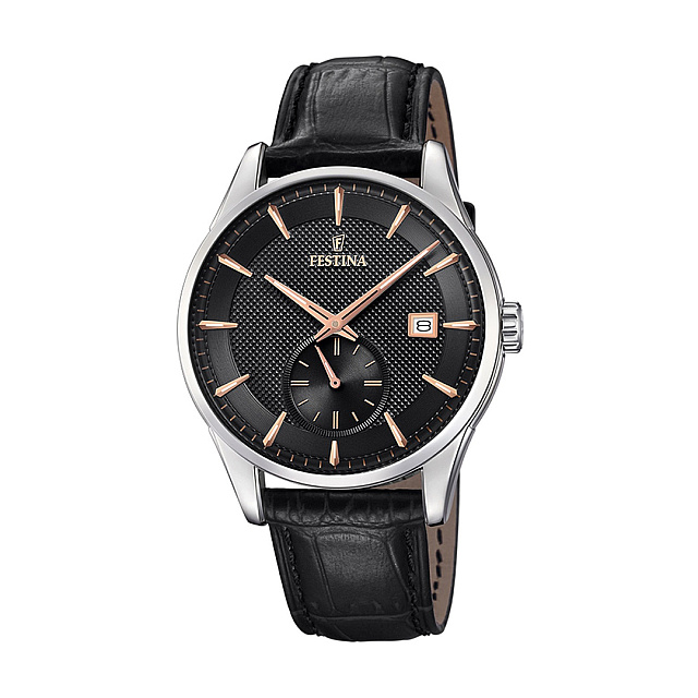 Festina Men's Black Retro Leather Watch Bracelet